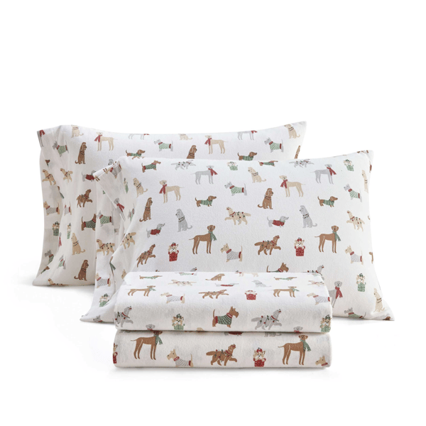 Martha Stewart Holiday Pups Sheet Set