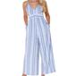 Juniors No Comment Stripe Linen Double Strap Wide Leg Jumpsuit - image 2