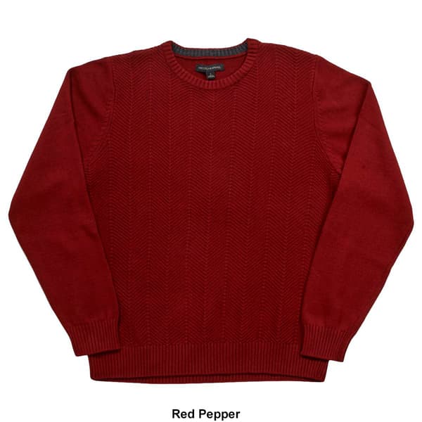 Mens Tricot Solid Herringbone Crew Sweater