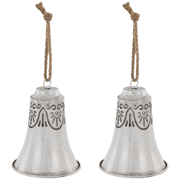 Northlight 2pc. Grey & White Embossed Bells Christmas Ornaments