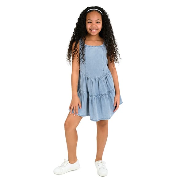 Girls &#40;7-16&#41; Rare Editions Sleeveless Denim Mock Corset Dress