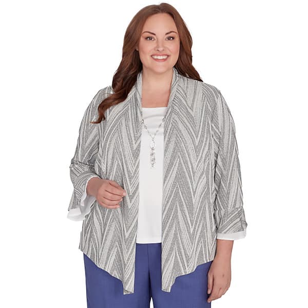 Plus Size Alfred Dunner Worth Avenue Chevron Two In One Blouse