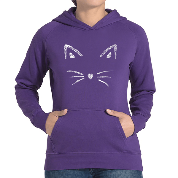 Plus Size LA Pop Art Whiskers Word Art Hooded Sweatshirt - image 
