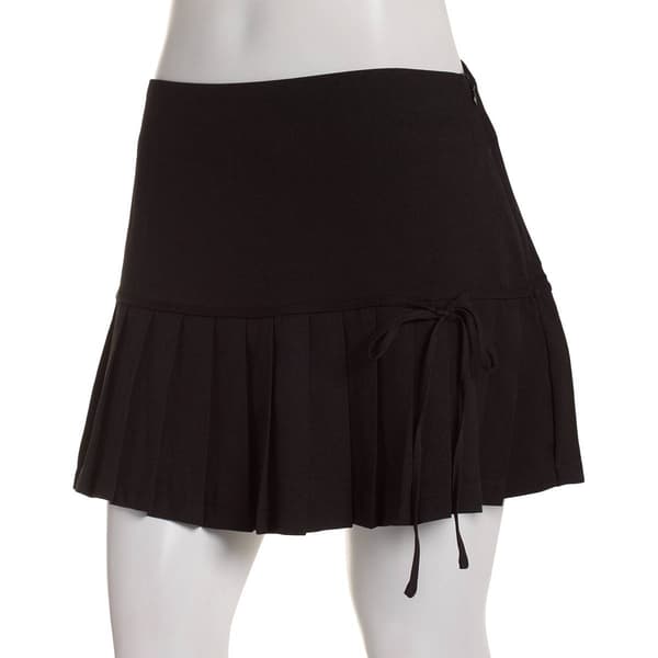 Juniors Hunter & Brown Woven Pleated Bottom Skort with Tie - image 