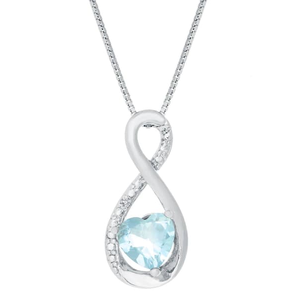 Gemminded 6mm Heart Aquamarine & 0.005ctw. Diamond Pendant