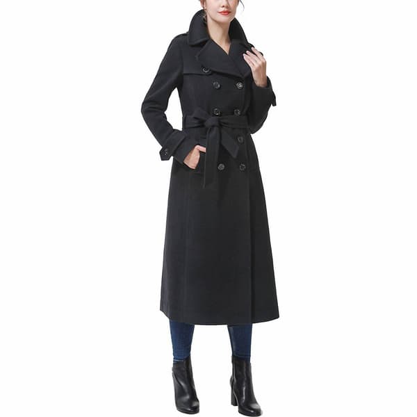 Womens BGSD Full Length Long Wool Belted Trench Coat