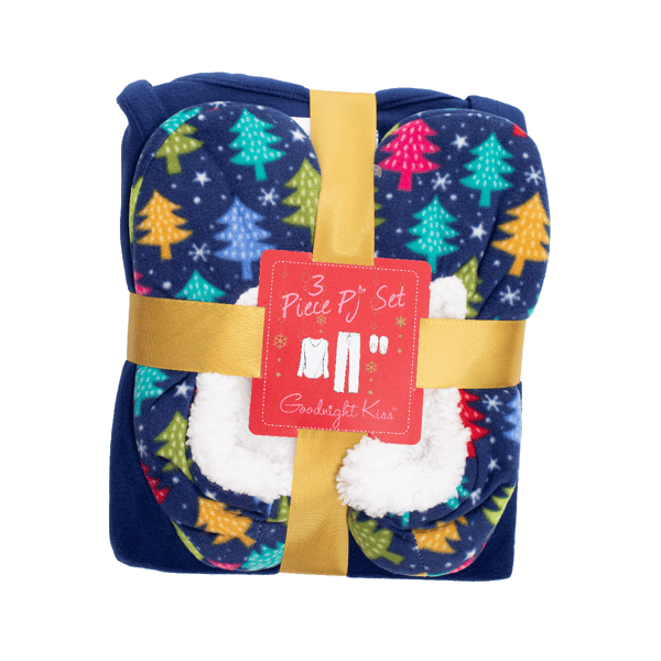 Womens Goodnight Kiss Cozy Up 3pc. Trees Pajama Set