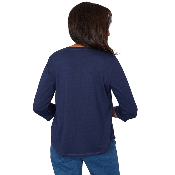 Petite Alfred Dunner Austin Rhinestone Diamond V Neck Blouse