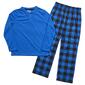 Boys Cloud Nine Solid/Plaid Pajama Set - image 1
