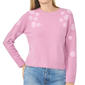 Womens Cece Long Sleeve Crew Neck Embroidered Flower Sweater - image 1