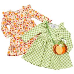 Girls (4-6x) Rare Editions 2pk. Harvest/Gingham Dresses