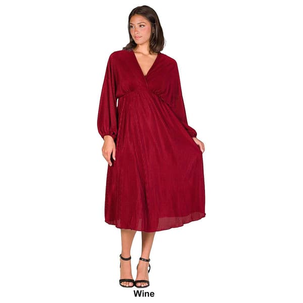 Womens 24/7 Comfort Apparel Shimmer Empire Waist Midi Dress