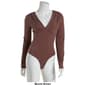 Juniors Almost Famous Long Sleeve Ruch V-Neck Bust Bodysuit - image 3