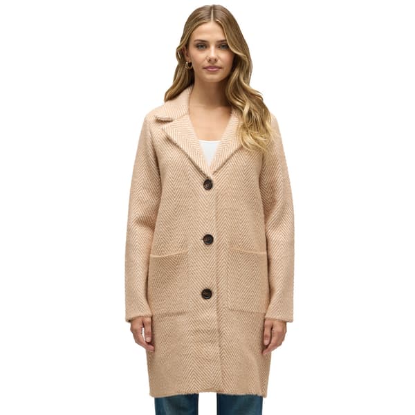 Womens NVLT Single Breasted Chevron Coatigan - Camel