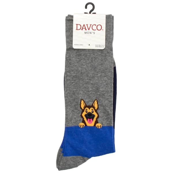 Mens Davco(R) Peeking Dog Crew Socks - image 