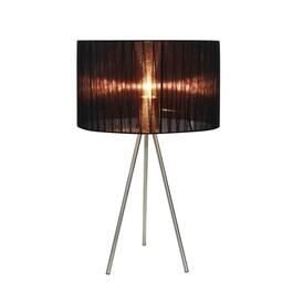 Simple Designs Silk Sheer Shade Brushed Nickel Tripod Table Lamp