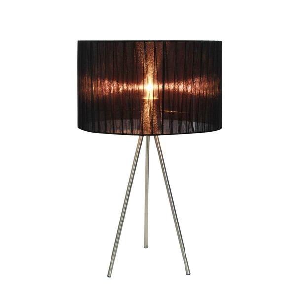 Simple Designs Silk Sheer Shade Brushed Nickel Tripod Table Lamp - image 