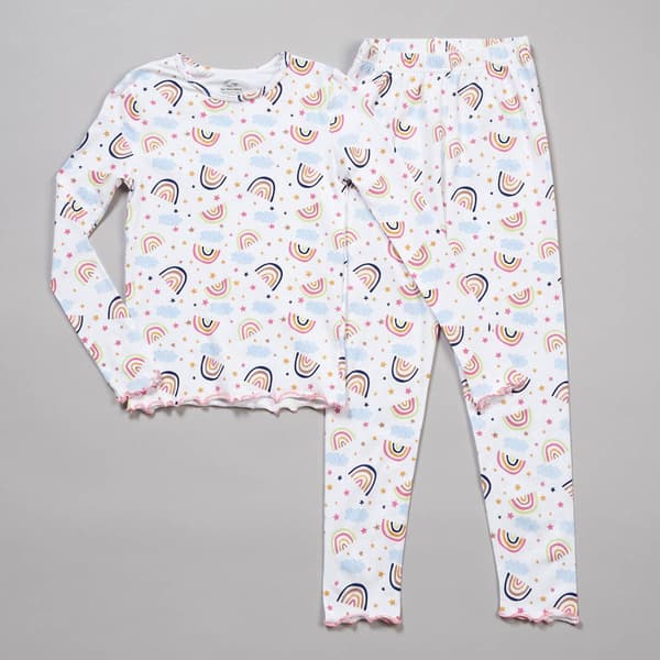 Girls (7-16) Rene Rofe(R) 2pc. Rainbow/Stars Snug Fit Pajama Set - image 
