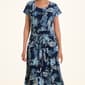 Womens Robbie Bee Short Sleeve Paisley Tie Waist A-Line Dress - image 3