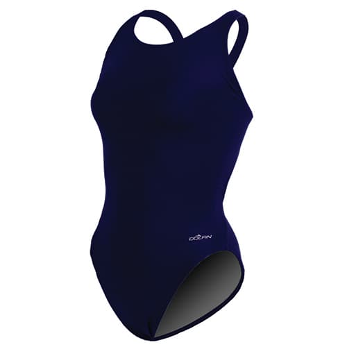 Womens Dolfin® Team Solid HP Back One Piece Swimsuit - Navy