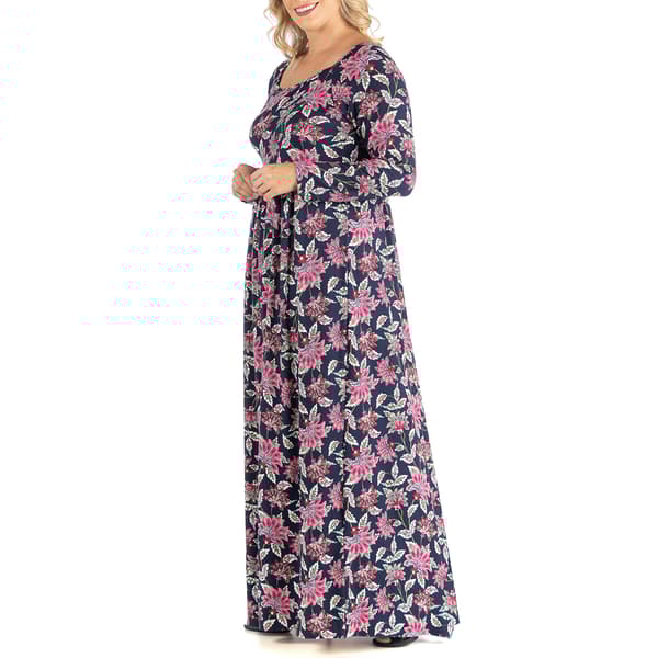 Plus Size 24/7 Comfort Apparel Long Sleeve Empire Waist Dress
