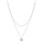 Rhodium Plated & Pave Cubic Zirconia Disc Necklace - image 1