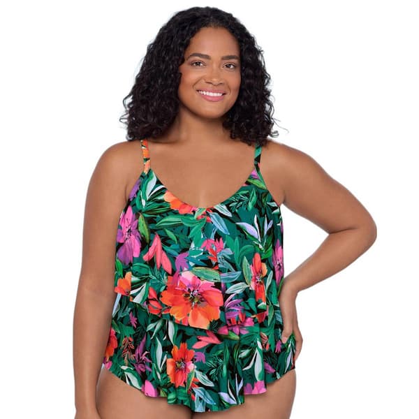 Plus Size TrimShaper Lush Paradise Tankini Swim Top