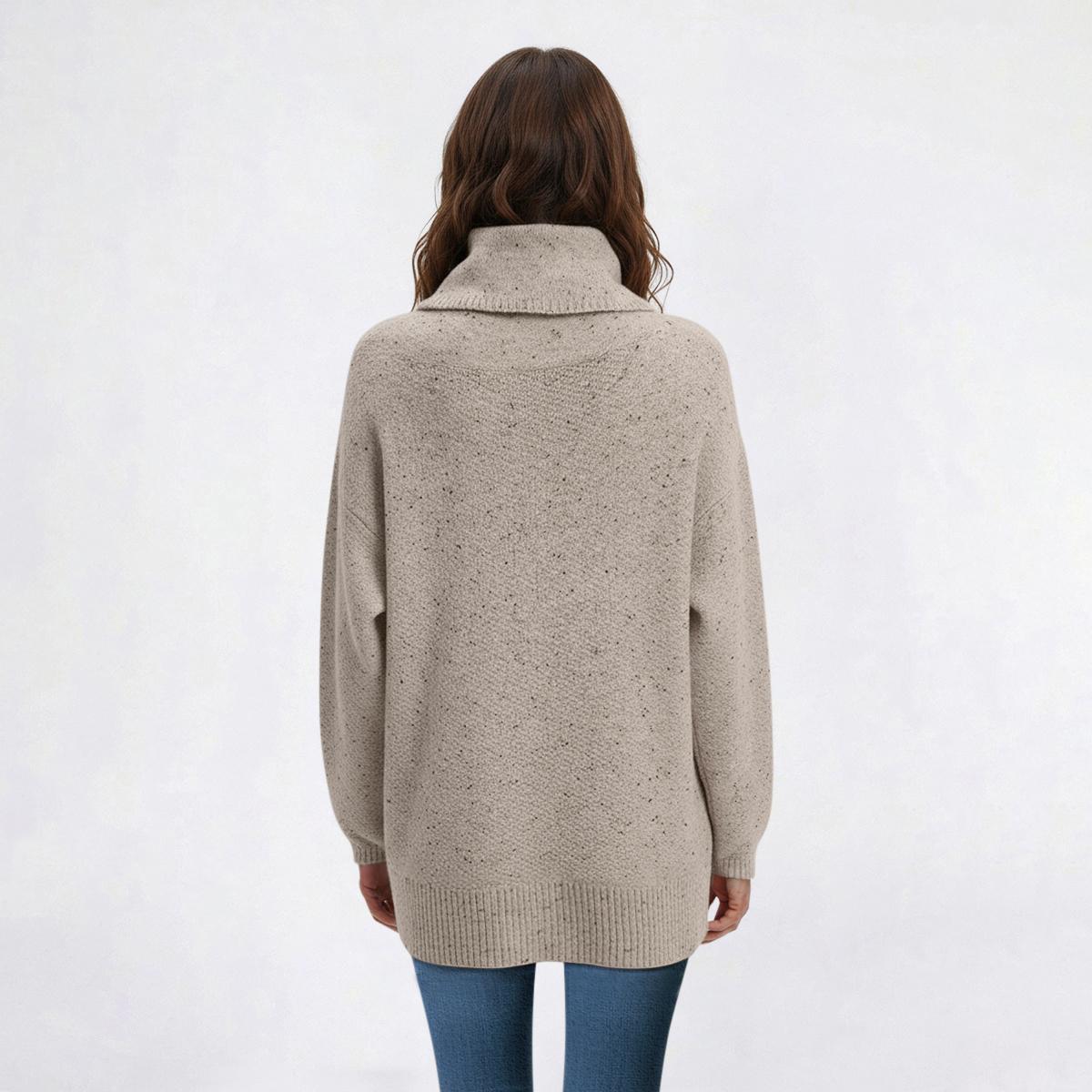Womens Chloe & Jasmine Fleck 2 Pocket Cowl Neck Sweater
