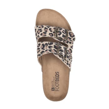 Womens White Mountain Helga Leopard Footbed Slide Sandals - Boscov’s