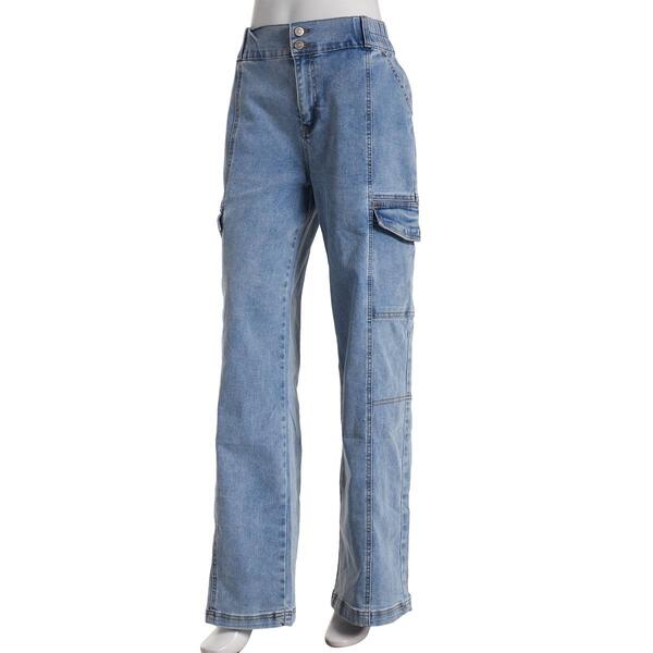 Juniors YMI 2 Button High Rise Cargo Wide Leg Jeans - image 