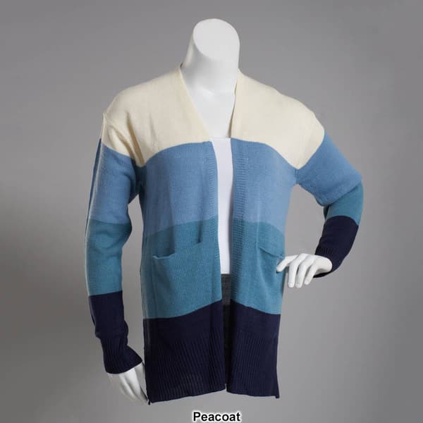 Plus Size Jason Maxwell Striped Duster Sweater
