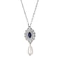 1928 Silver Tone Blue Starburst Pearl Necklace - image 1