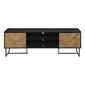 Monarch Specialties 72in. Black TV Stand with 2 Wood-Look Doors - image 4
