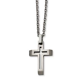 Mens Gentlemen's Classics&#40;tm&#41; Stainless Steel Cut-Out Cross Necklace