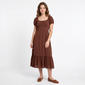 Juniors Angie Puff Sleeve Gauze Double Scoop Midi Dress - image 1