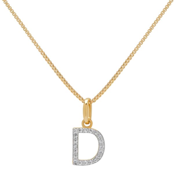 Gianni Argento Two-Tone Lab White Sapphire Initial D Pendant - image 