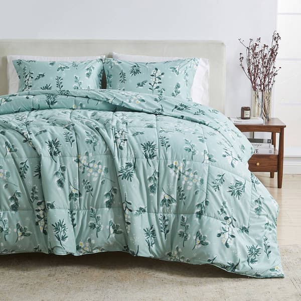 Freshfolds Winter Reversible Snowy Botanical 3pc. Comforter Set