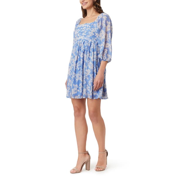 Juniors Wallflower 3/4 Sleeve Pleat Chiffon Dress - Lavender