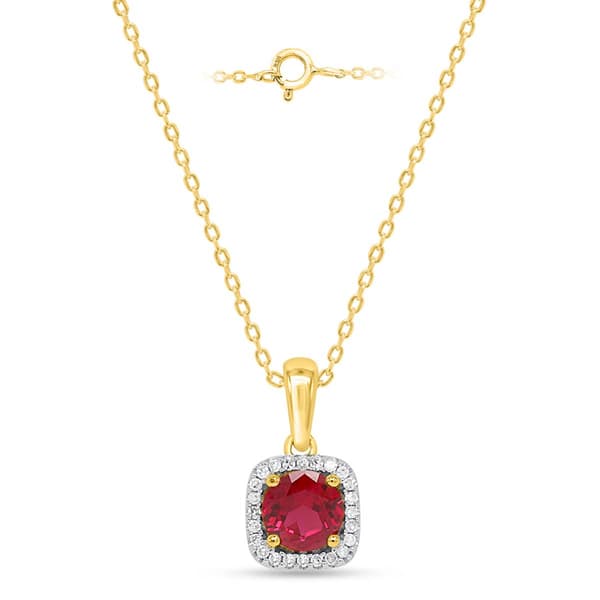 Gemstone Classics(tm) Created Ruby Lab Grown Diamond Pendant