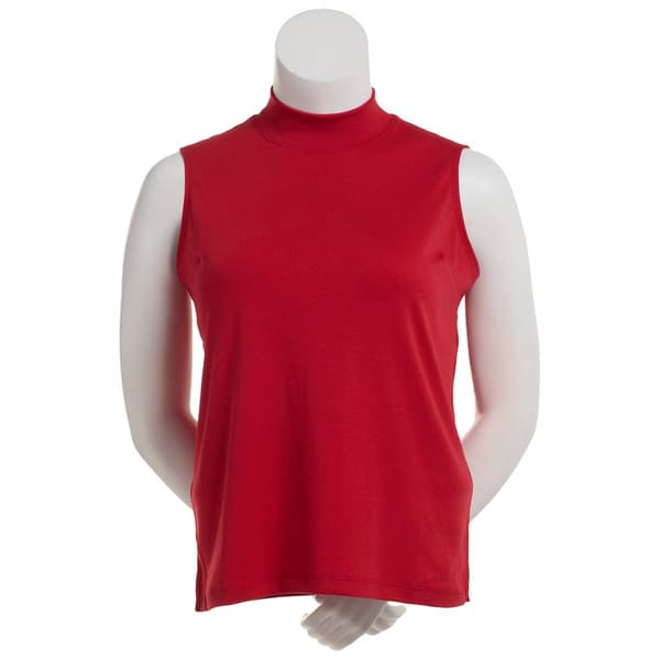 Womens Hasting & Smith Sleeveless Solid Mock Neck Tee - image 