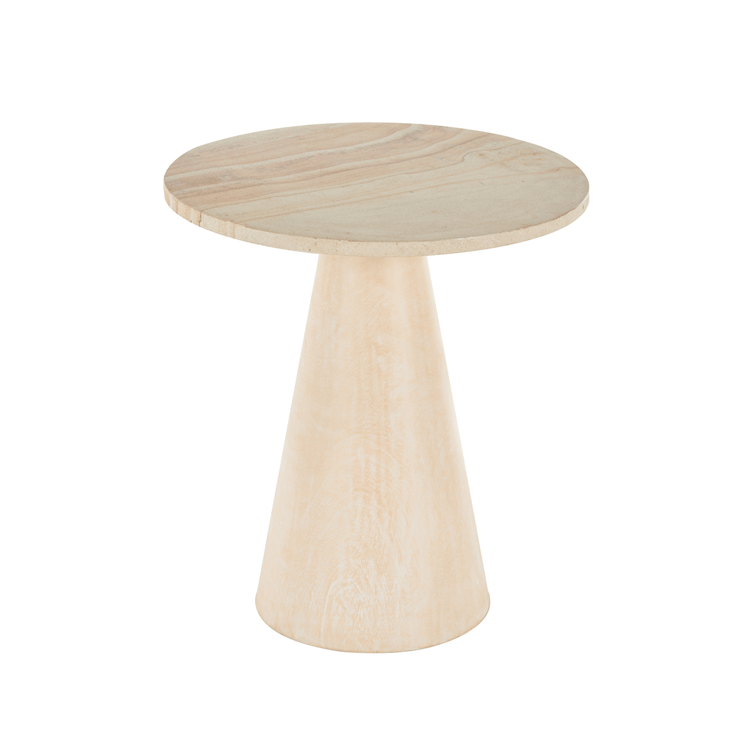 9th & Pike(R) Traditional Cream Teak Wood Accent Table