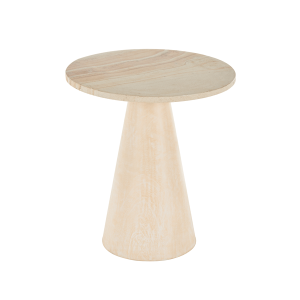 9th & Pike® Traditional Cream Teak Wood End Table - image 