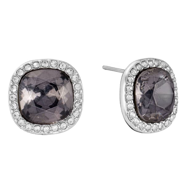 Athra Silver Plated & Smokey Grey Crystal Stud Earrings - image 