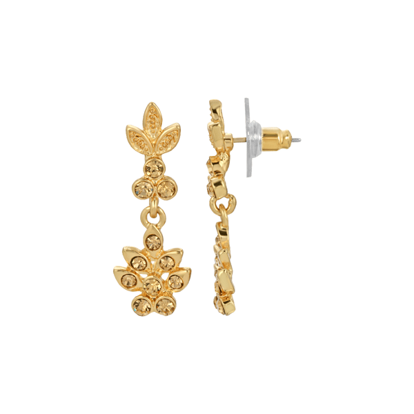 1928 Jewelry Crystal Flower Drop Earrings - image 