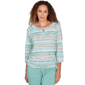 Womens Heart''s of Palm Fresh Start Printed Slub 3/4 Sleeve Blous - image 1
