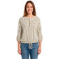 Womens Cure 3/4 Roll Tab Stripe Tie Front Henley Blouse - image 1