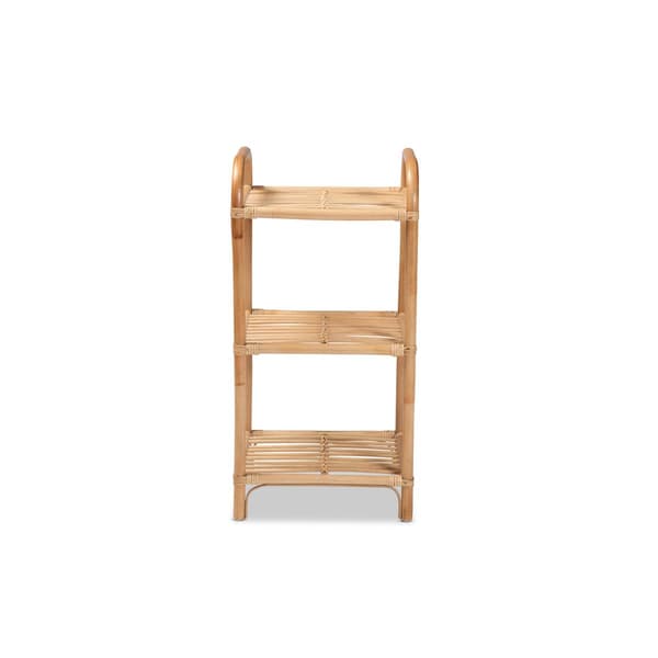 Baxton Studio Barras Modern Bohemian Rattan 3-Tier Display Shelf