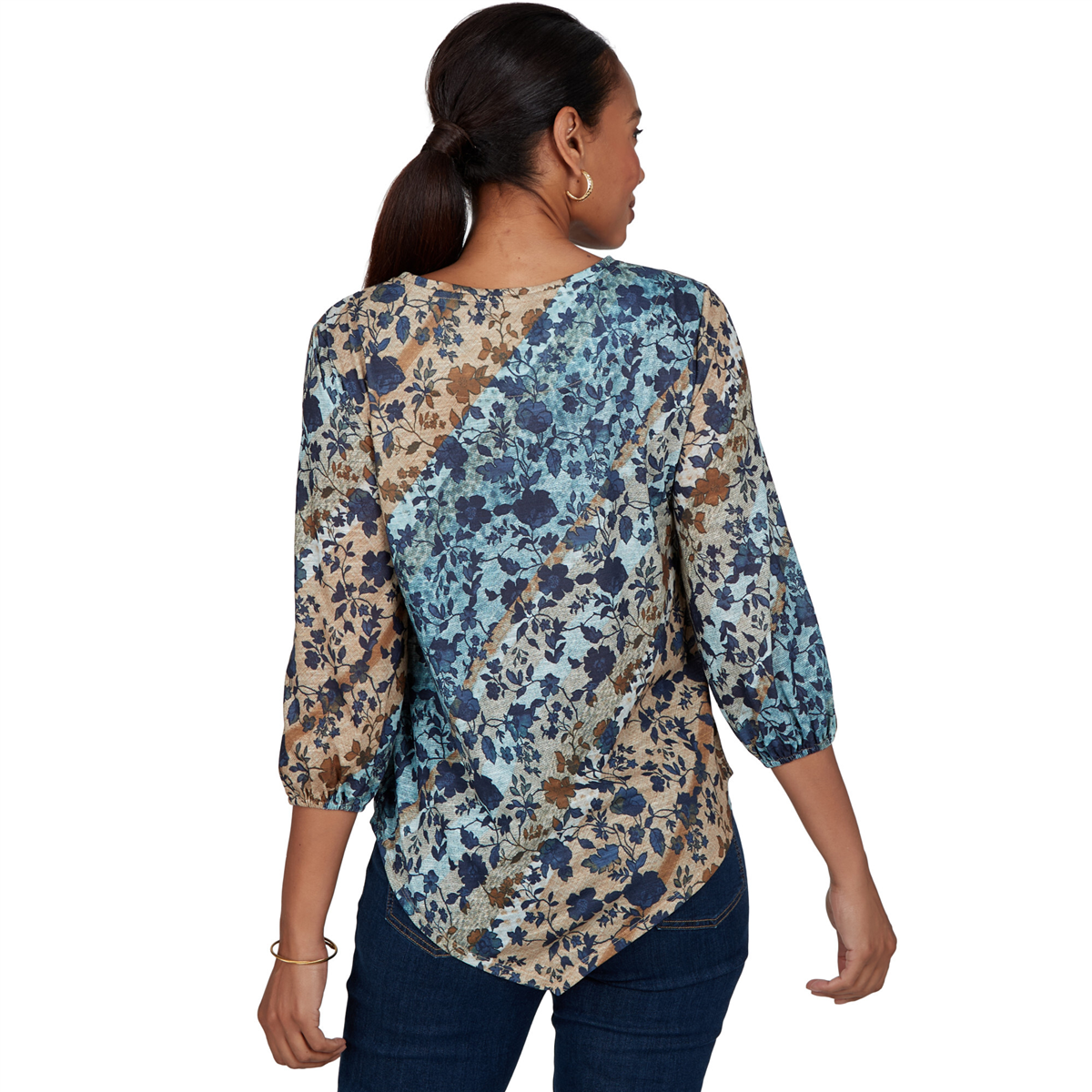 Womens Ruby Rd. Mythical Floral Ombre Asymmetric Hem Blouse
