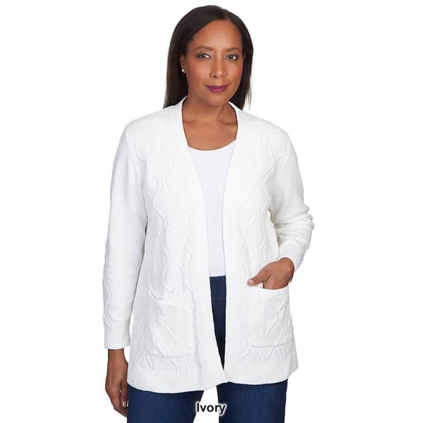 Womens Alfred Dunner Classics Chenille Open Cardigan