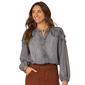 Womens Democracy Long Sleeve Button Down Lyocell Top With Ruffle - image 1